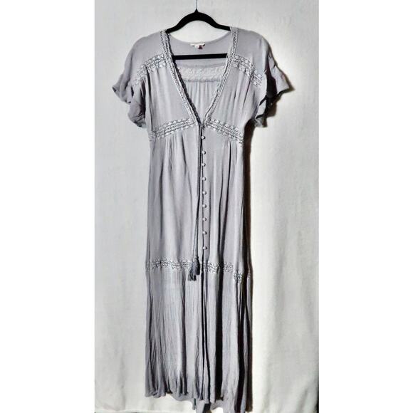 Cotton Candy LA button down maxi dress blue size Large - Picture 2 of 6